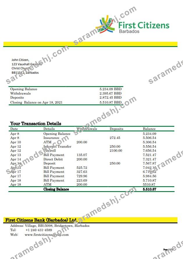 Barbados first citizens bank statement